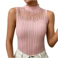 thumbnail image 1 of cfhntfmh Summer Tank Tops for Women Sleeveless Mock Neck Ribbed Knit Tight Shirts Summer Going out Party Tanks Blouse, 1 of 4
