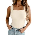 thumbnail image 1 of cfhntfmh Summer Tank Tops for Women with Built in Bra Square Neck Slim Fit Sleeveless Shirts Workout Basic Tee Shirts, 1 of 7