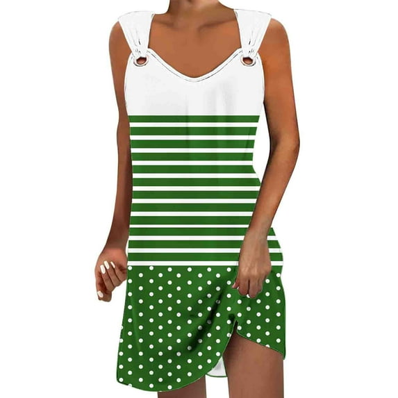 cfhntfmh Sundress for Women Sleeveless Print Lounge Dress Adjustable Strap Summer Baggy Tank Dresses