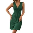 thumbnail image 1 of cfhntfmh Sundresses for Women Sleeveless Comfy Deep V Neck Mini Dress Front Knot Casual Summer Tunic Tank Dress, 1 of 7