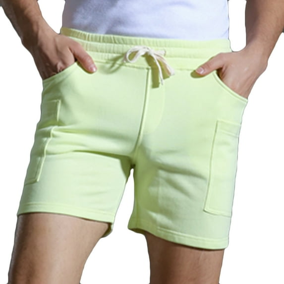 cfhntfmh Sweat Shorts for Men Soft Elastic Waisted Cargo Shorts with Pockets Big and Tall Comfy Stretch Workout Running Shorts