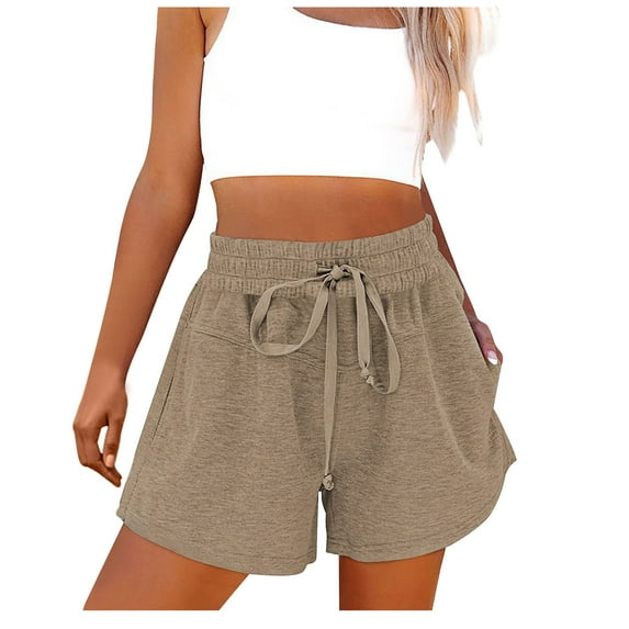 cfhntfmh Sweat Shorts for Women Comfy High Waist Sports Shorts Summer Lounge Jogger Workout Short Pants with Pockets