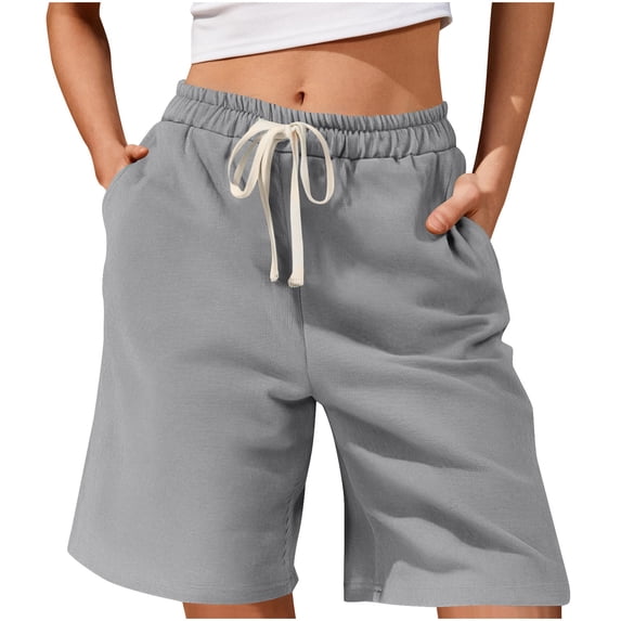 cfhntfmh Sweat Shorts for Women Wide Leg Drawstring Summer Spring Shorts Athletic Comfy Lounge Shorts with Pockets