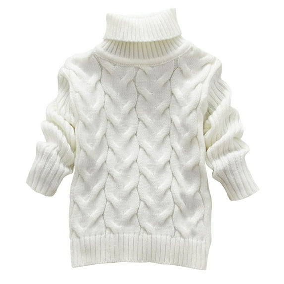 cfhntfmh Sweater for Childrens Girls Boys Soft Cable Knit Turtleneck Long Sleeve Pullover Tops Childrens Fall Warm Clothes
