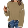 thumbnail image 1 of cfhntfmh Sweaters for Women Crewneck Baggy Long Sleeve Casual Pullover Solid Knitted Tops Fall Fashion Outfits for Women（Khaki,Medium), 1 of 4