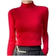 thumbnail image 1 of cfhntfmh Sweaters for Women Turtleneck Long Sleeve Seamless Knitted Pullover Warm Sweater Top Fall Winter Basic Thermal Outfits, 1 of 3