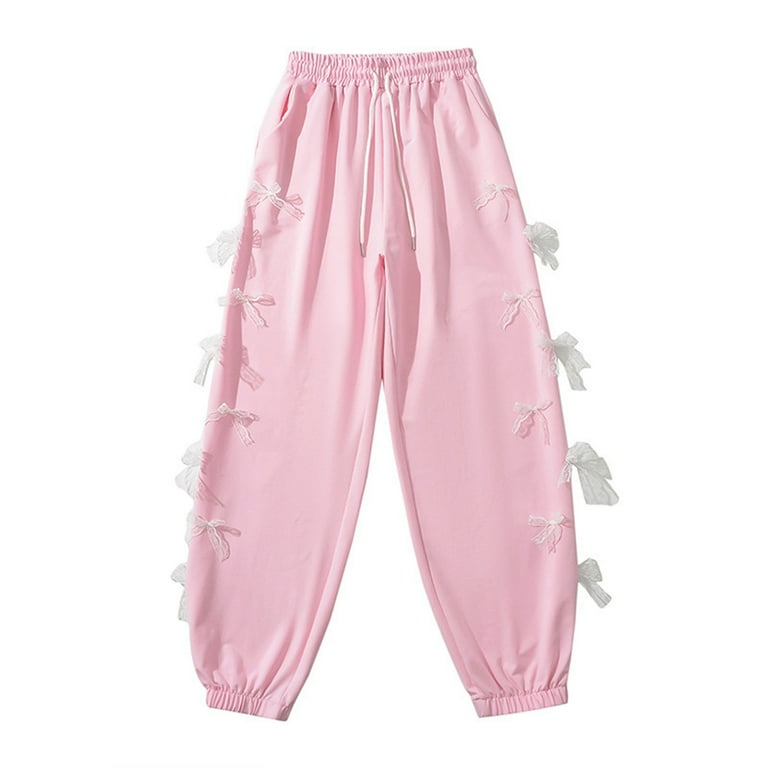 cfhntfmh Sweatpants for Women Cute Bow Knot Trim High