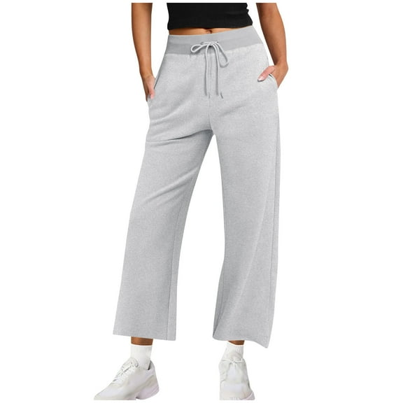 cfhntfmh Sweatpants for Women Soft Elastic Waisted Wide Leg Pants Fall Fashion Outfits Clothes with Pockets