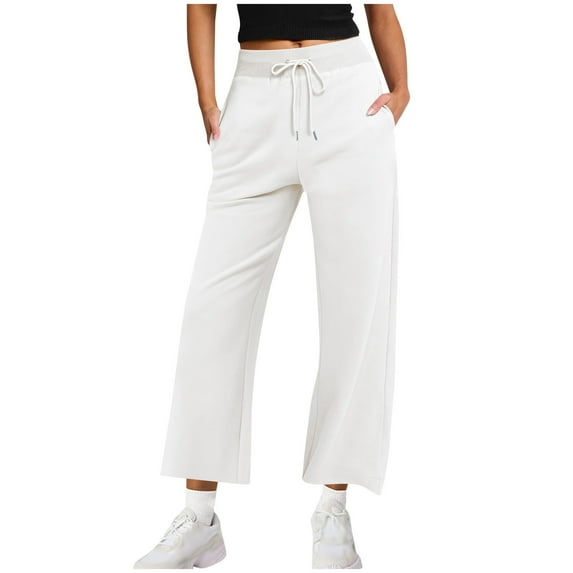 cfhntfmh Sweatpants for Women Soft Elastic Waisted Wide Leg Pants Fall Fashion Outfits Clothes with Pockets
