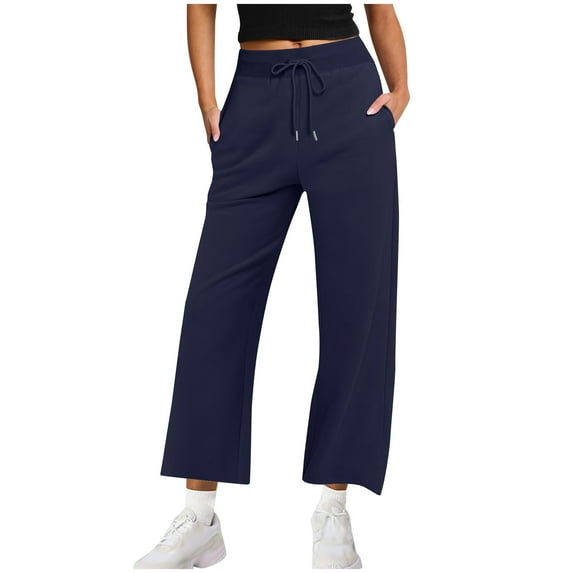 cfhntfmh Sweatpants for Women Soft Elastic Waisted Wide Leg Pants Fall Fashion Outfits Clothes with Pockets