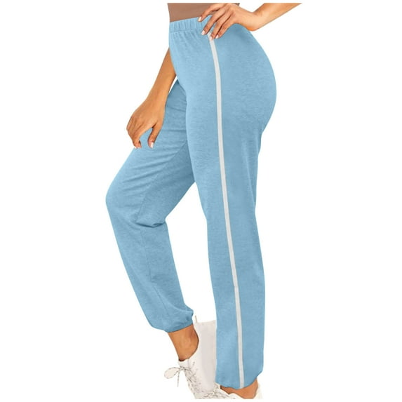 cfhntfmh Sweatpants for Women Sport Elastic High Waist Trousers Stretchy Color Block Workout Running Jogger Pants