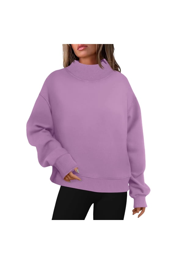 Sweatshirts for Women Fall Fashion Outfits Crewneck Long Sleeve Loose Clothes Winter Warm Fleece Lined Pullover Tops
