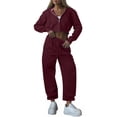 thumbnail image 1 of cfhntfmh Sweatsuit Set Women 2 Piece Outfits Zip Crop Sweatshirts Jacket Wide Leg Sweatpant Set Tracksuit Fall Outfits for Women, 1 of 6