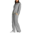 thumbnail image 1 of cfhntfmh Sweatsuits Women 2 Piece Outfits Crew Neck Sweatshirts Pullover Lounge Sweatpants Fall Tracksuits Sets（Gray,X-Large), 1 of 7