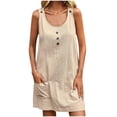 thumbnail image 1 of cfhntfmh Tank Dresses for Women Summer Comfy Scoop Neck Sleeveless Sundress Lounge Vacation Mini Dress with Pockets, 1 of 7