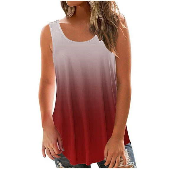 cfhntfmh Tank Tops for Women Summer Fashion Print Crewneck Sleeveless Baggy T-Shirts Scoop Neck Casual Blouses