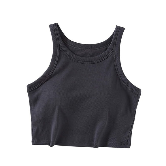 cfhntfmh Tank Tops for Women Ribbed Soft Sleeveless Cropped Racerback Going out Tops Stretch Crewneck Athletic Sports Shirts