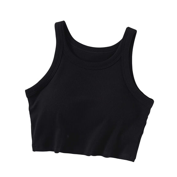 cfhntfmh Tank Tops for Women Ribbed Soft Sleeveless Cropped Racerback Going out Tops Stretch Crewneck Athletic Sports Shirts