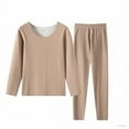 thumbnail image 1 of XuJwPNcy Thermal Underwear Sets for Women Long Sleeve V Neck Fleece Base Layer Bottom Thermal Pajamas Set for Cold Weather（Khaki,Large), 1 of 3
