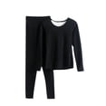 thumbnail image 1 of cfhntfmh Thermal Underwear for Women Soft Fleece Lined Pajama Sets Comfy Scoop Neck Long Sleeve Shirts and Pants Sleepwear, 1 of 7