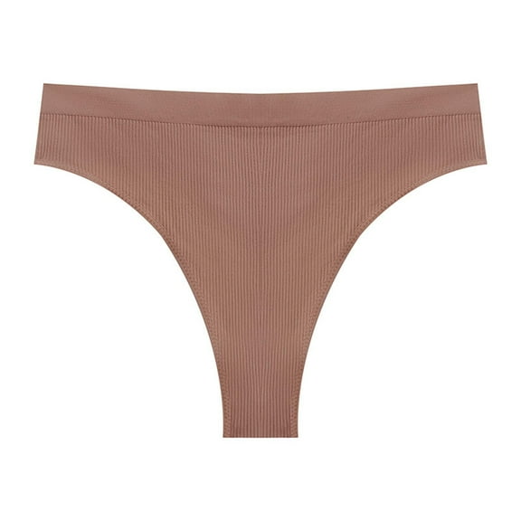cfhntfmh Thongs Underwear for Women Seamless Low Waisted Bikini Panties T-Shape Ribbed Breathable Stretch Briefs