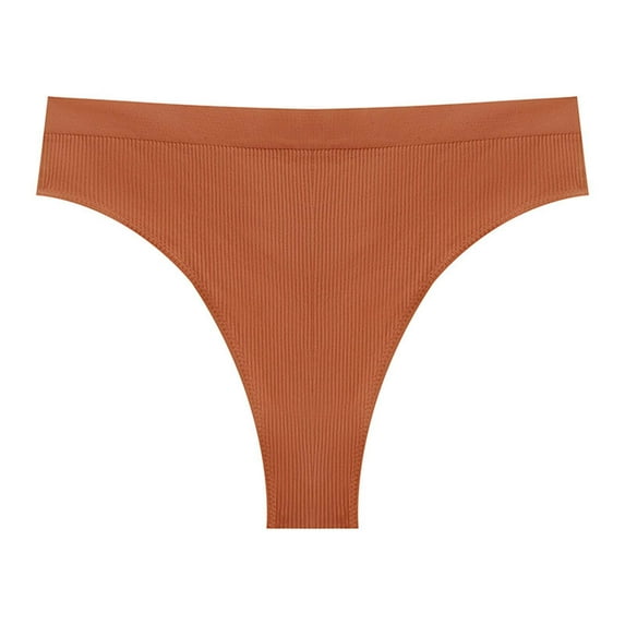 cfhntfmh Thongs Underwear for Women Seamless Low Waisted Bikini Panties T-Shape Ribbed Breathable Stretch Briefs