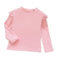 thumbnail image 1 of cfhntfmh Toddler Baby Girl Solid Color T Shirt Childrens Blouse Basic Plain Ruffle Top Cotton Casual Printed Clothes for 1-6 Years, 1 of 3