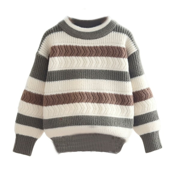 cfhntfmh Toddler Baby Striped Sweater for Boys Girls Long Sleeve Crewneck Knit Pullover Sweatshirt Fall Winter Outfit