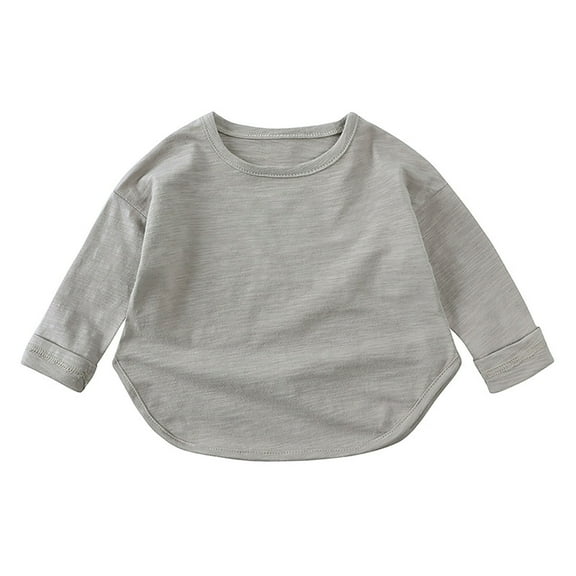 cfhntfmh Toddler Boys Girls Tops Casual Fall Crewneck Long Sleeve Oversized Shirts Baby Loose Solid Color T-Shirts