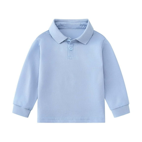 cfhntfmh Toddler Girls Boys Long Sleeve Lapel Neck Buttons Basic T-Shirts Fall Lounge Solid Color Children Pullover Tops
