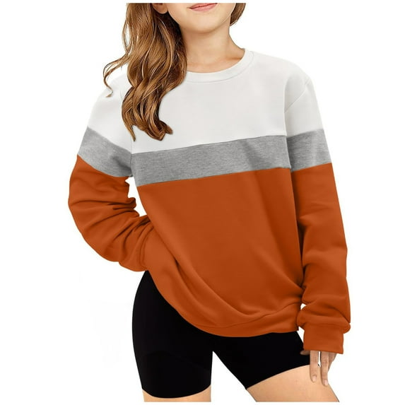 cfhntfmh Toddler Girls Boys Sweatshirt Soft Crewneck Long Sleeve Oversized Tops Fashion Color Block Pullover Shirts