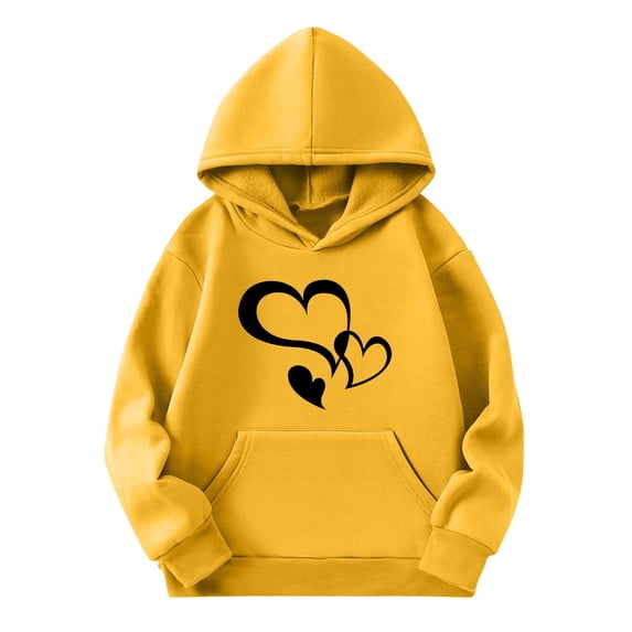 cfhntfmh Toddler Girls Boys Valentines Day Outfits Fashion Fleece Lined Heart Printed Long Sleeve Pullover Sweatshirt with Pockets
