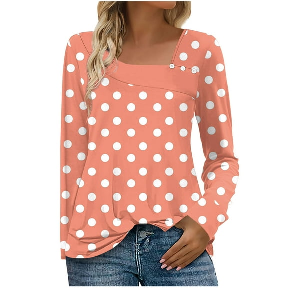 cfhntfmh Tops for Women Asymmetric Square Neck Tunic Tops Trendy Long Sleeve Shirts Dressy Blouses Fall Outfits for Women