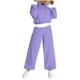 thumbnail image 1 of cfhntfmh Tracksuits for Women Set Sweatsuits Crop Hoodie Lounge Sets Wide Leg Pant Fall Fashion Tracksuits 2 Piece Outfit Matching, 1 of 6