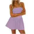 thumbnail image 1 of cfhntfmh Tube Top Dress for Women Summer Strapless Flowy Mini Dresses Fashion Patchwork Pleated Going out Dress, 1 of 7