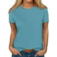 thumbnail image 1 of cfhntfmh Tunic Tops for Women Casual Summer Crewneck Short Sleeve Basic T-Shirts Solid Color Loose Clothes, 1 of 5