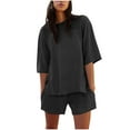 thumbnail image 1 of cfhntfmh Two Piece Outfits for Women Short Sleeve Crew Neck Top with Shorts Set Summer Beach Vacation Matching Outfits, 1 of 6