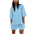 thumbnail image 1 of cfhntfmh Two Piece Outfits for Women Short Sleeve Crew Neck Top with Shorts Set Summer Beach Vacation Matching Outfits, 1 of 6