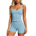 thumbnail image 1 of cfhntfmh Two Piece Workout Sets for Women Scoop Neck Tank Top Matching Slim Shorts Gym Yoga Athletic Outfits, 1 of 7
