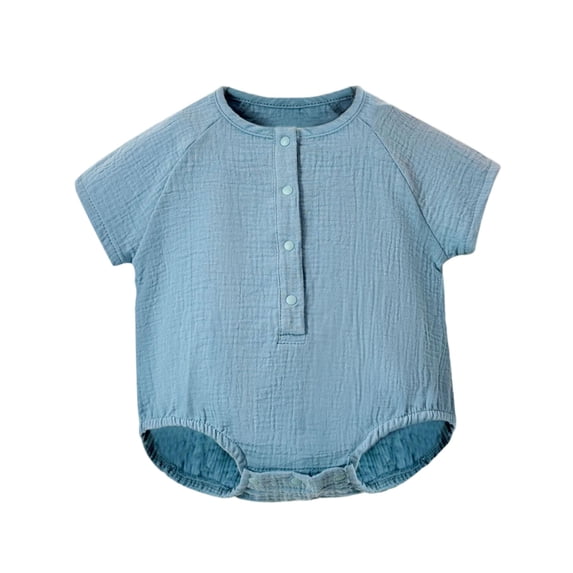 cfhntfmh Unisex Baby Boy Girl Clothes Infant Comfy Onesies Short Sleeve Round Neck Bodysuit with Buttons (Blue,3-6 Months)