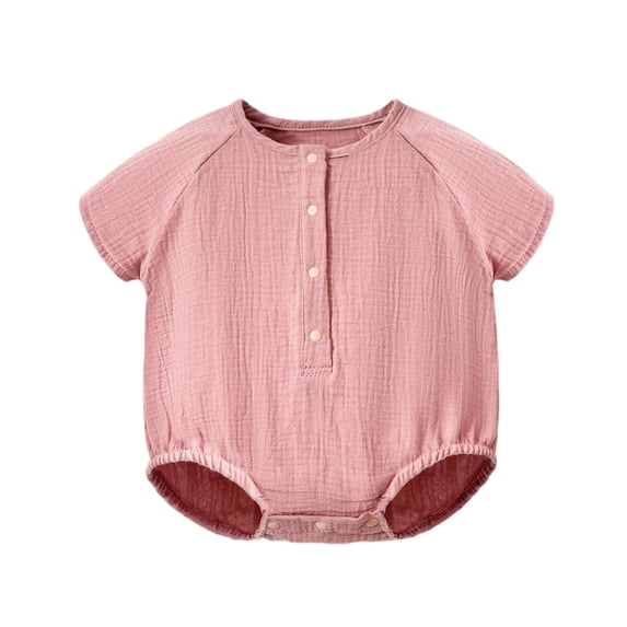 cfhntfmh Unisex Baby Boy Girl Clothes Infant Comfy Onesies Short Sleeve Round Neck Bodysuit with Buttons (Watermelon Red,1-2 Years)