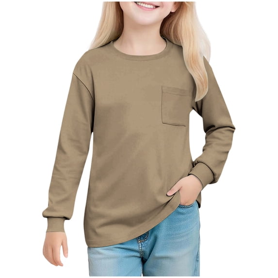 cfhntfmh Unisex Boys Girls Long Sleeve Shirts Toddler Fall Winter Tshirt Undershirts for Girls Boys Clothes 5-14 Years