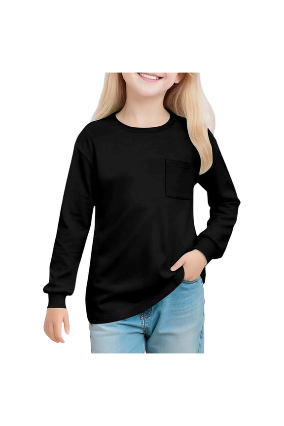 Unisex Boys Girls Long Sleeve Shirts Toddler Fall Winter Tshirt Undershirts for Girls Boys Clothes 5-14 Years