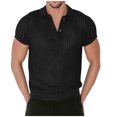 thumbnail image 1 of cfhntfmh V Neck Shirts for Men Trendy Short Sleeve Hollow out Casual T-Shirts Summer Soft Stretch Buttons Cover U.S, 1 of 7
