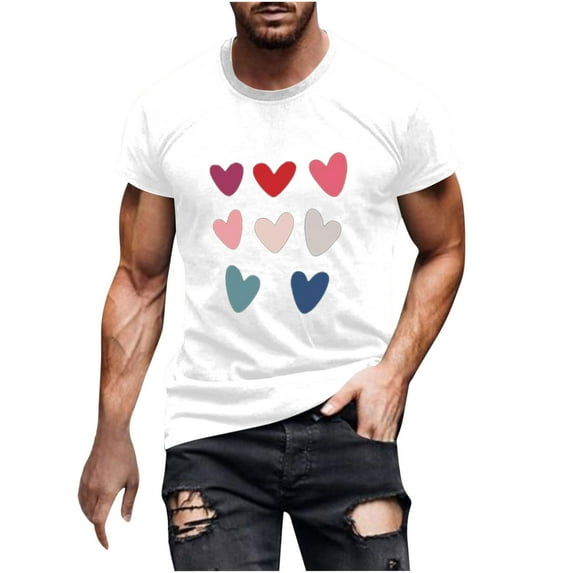 cfhntfmh Valentine's Day Matching Couples T Shirts Cute Grapgic Printed Short Sleeve Tops Unisex Plus Size Crewneck Shirts