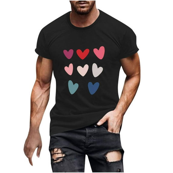 cfhntfmh Valentine's Day Matching Couples T Shirts Cute Grapgic Printed Short Sleeve Tops Unisex Plus Size Crewneck Shirts
