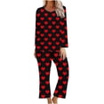 thumbnail image 1 of cfhntfmh Valentine's Outfits for Women Hearts Printed Crewneck Long Sleeve Basic Shirts Loose Lounge Pants Pajama Sets Sleepwear, 1 of 3