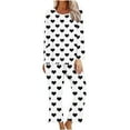 thumbnail image 1 of cfhntfmh Valentine's Outfits for Women Hearts Printed Crewneck Long Sleeve Basic Shirts Loose Lounge Pants Pajama Sets Sleepwear, 1 of 3