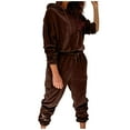 thumbnail image 1 of Besolor Women's Velour 2 Pieces Outfits Casual Long Sleeve Hooded Sweatshirt Drawstring Sweatpants Lounge Sets Tracksuits, 1 of 7