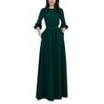 thumbnail image 1 of cfhntfmh Wedding Guest Dresses for Women Elegant Crewneck Long Sleeve Maxi Dress Flowy Belted Cocktail Party Dress, 1 of 1